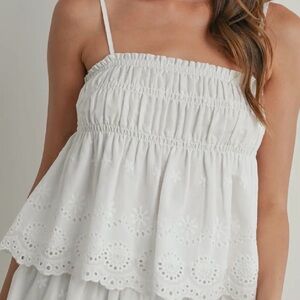 White Eyelet Embroidered Women's Top